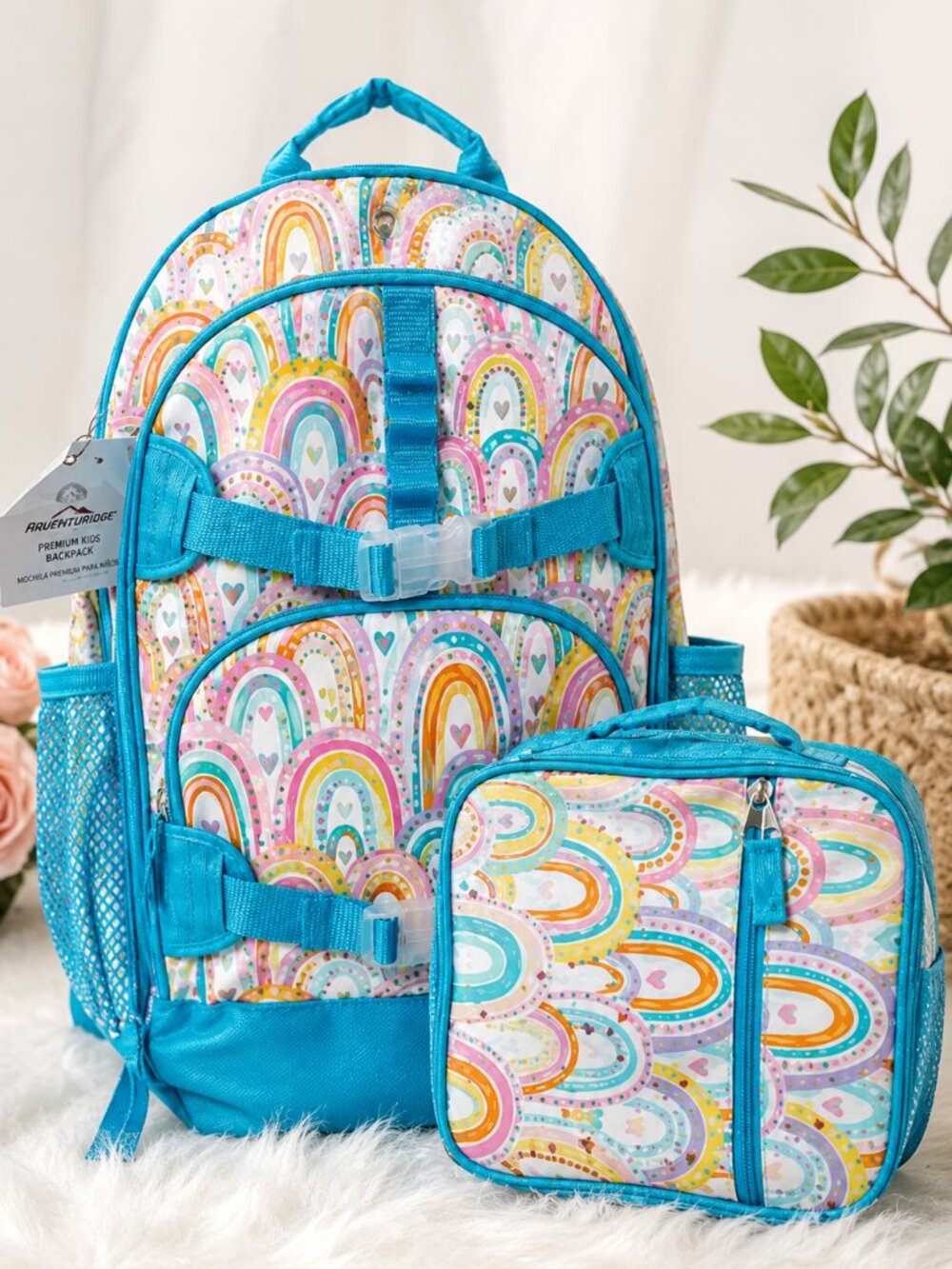 NWT Adventuridge Kids Rainbow Backpack & Insulated Lunch Bag School Travel Set